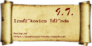 Izsákovics Tünde névjegykártya